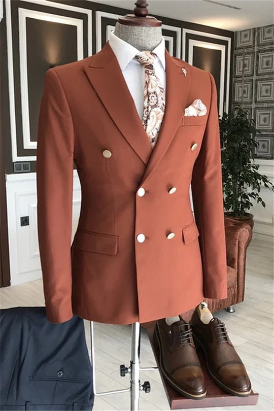 Suzhoufashion Double Breasted Peaked Lapel Formal Men Suits