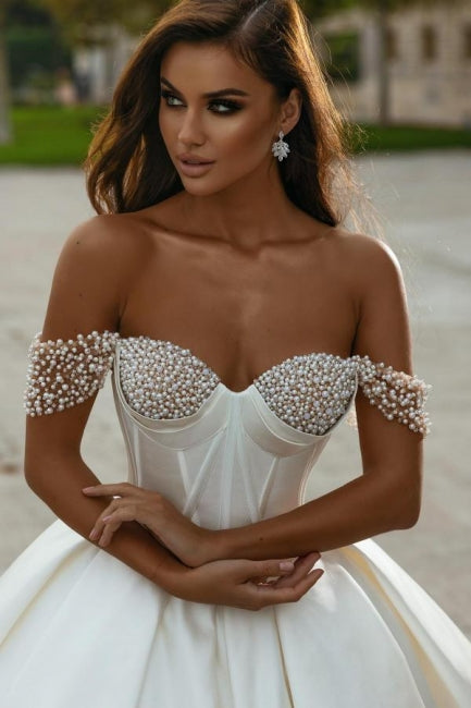 Suzhoufashion Elegant Off-the-shoulder Sleeveless Wedding Dresses With Beads Long A-line