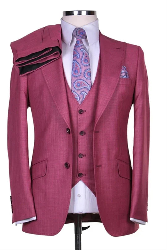 Suzhoufashion Fuchsia Three Pieces Business Men Suits