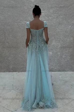 Suzhoufashion Gorgeous A Line Sweetheart Light Green Long Prom Dress With Appliques Formal Evening Gown