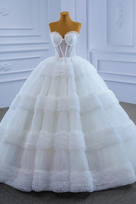 Suzhoufashion Gorgeous Princess Long White Wedding Dresses A-line Sleeveless