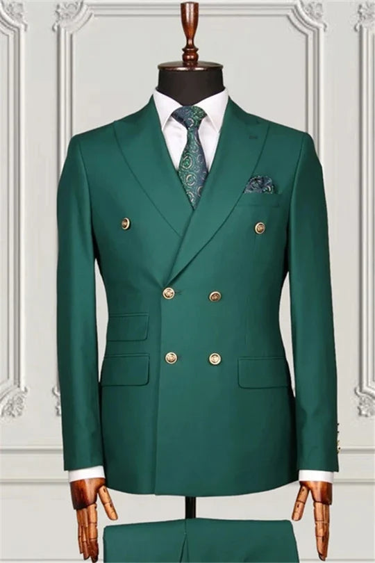 Suzhoufashion Green Double Breasted Formal Business Men Suits