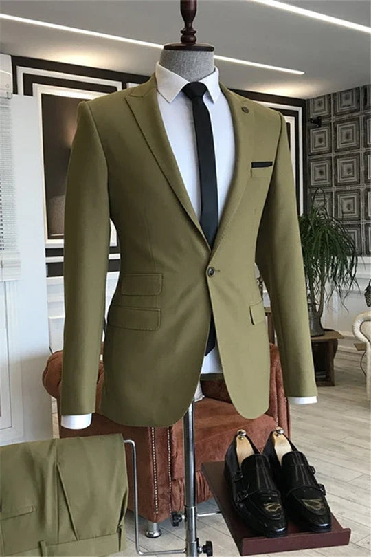 Suzhoufashion Green One Button Slim Fit Prom Suits For Boy