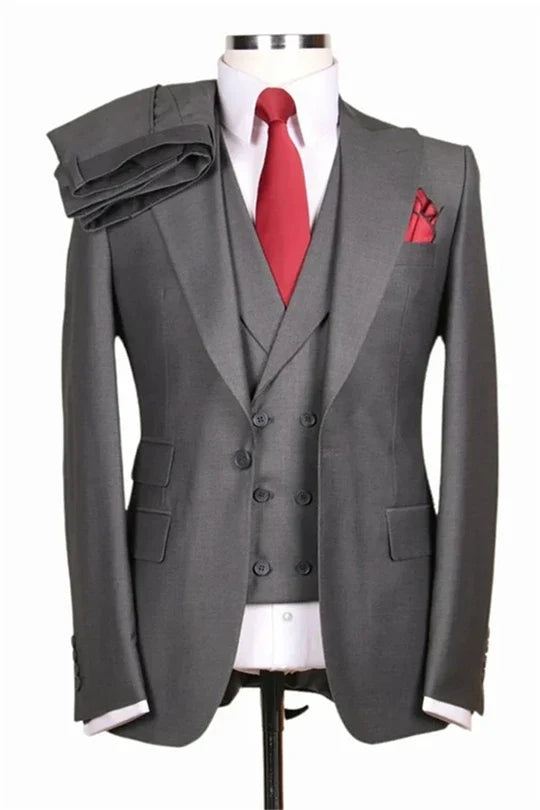 Suzhoufashion Grey Three Pieces Slim Fit Men Suits