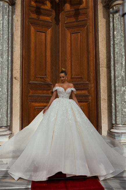 Suzhoufashion Luxury Princess Long A-line Off-the-shoulder Lace Wedding Dresses