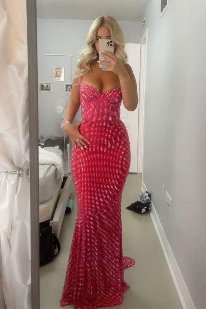 Suzhoufashion Mermaid Sweetheart Red Long Prom Dress With Beading Formal Evening Gown