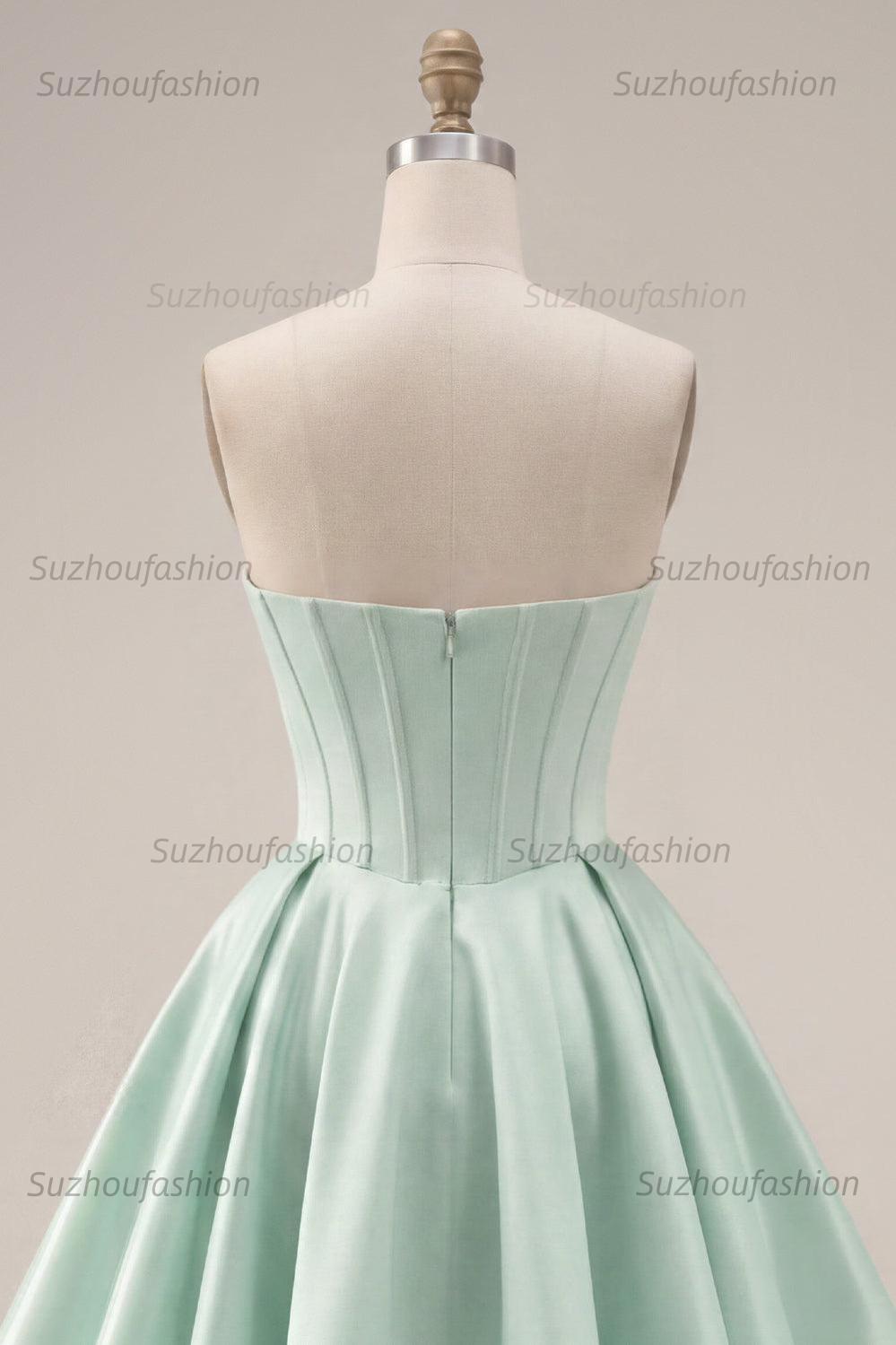 Suzhoufashion Mint Green Strapless Corset A-Line Short Homecoming Dress