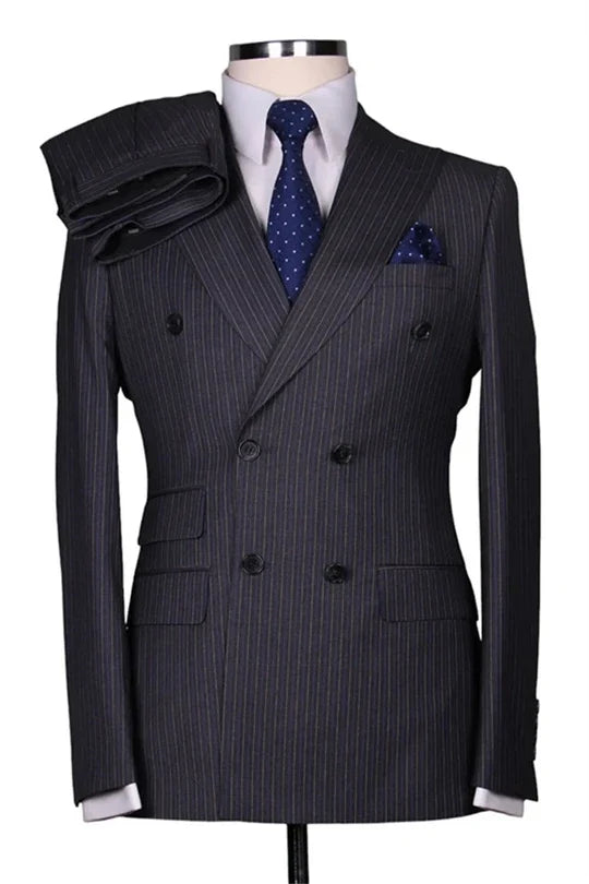 Suzhoufashion Navy Close Fitting Double Breasted Men Suits