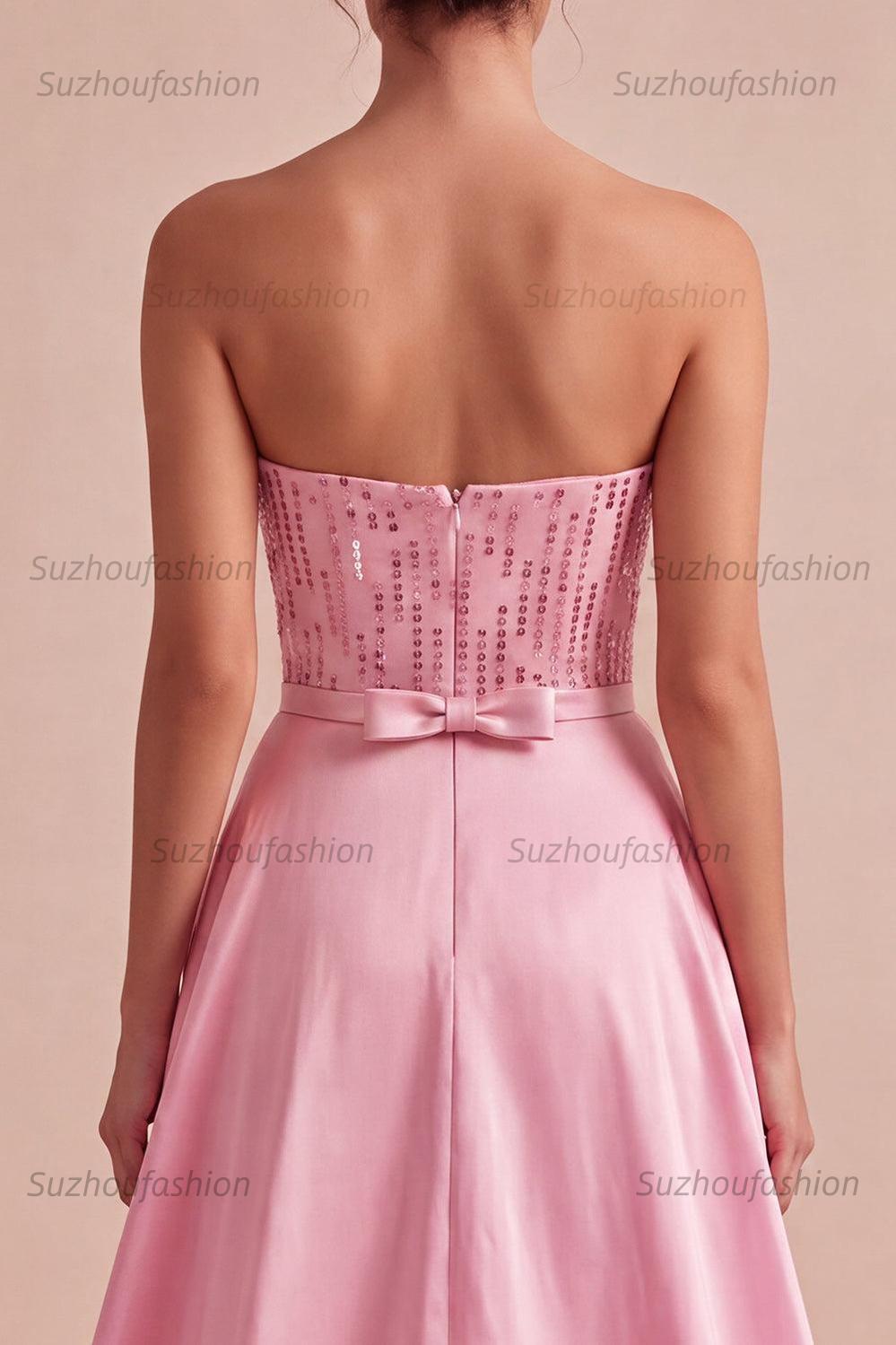 Suzhoufashion Pink Sequin Short Tight Homecoming Dress with Cape
