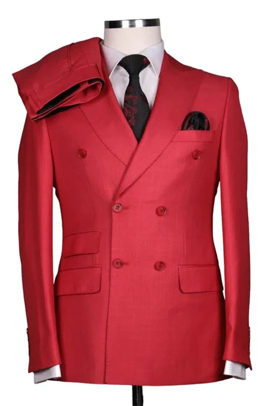 Suzhoufashion Red Peaked Lapel Men Suits For Business
