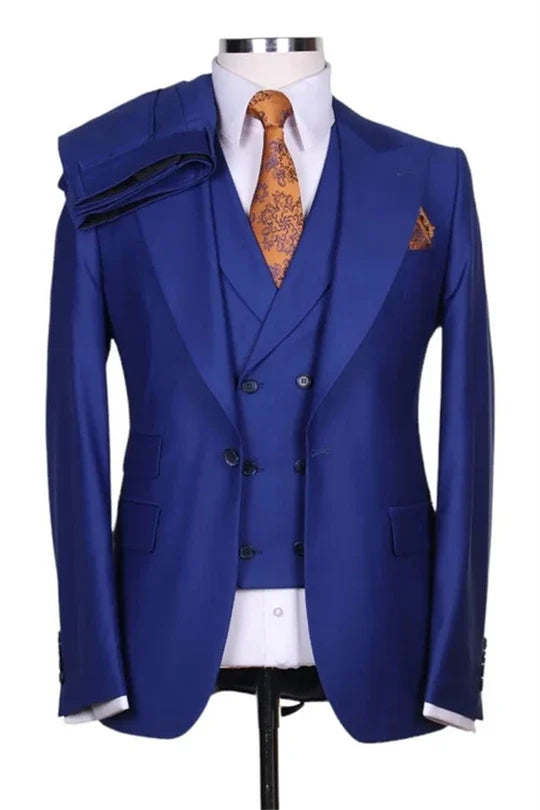 Suzhoufashion Royal Blue Three Pieces Slim Fit Men Suits