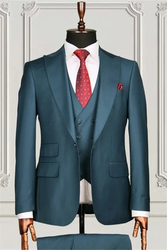 Suzhoufashion Teal Blue Three Pieces Men Suit For Prom