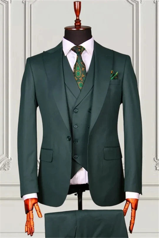 Suzhoufashion Trendy Dark Green Bespoke Double Breasted Men Suits