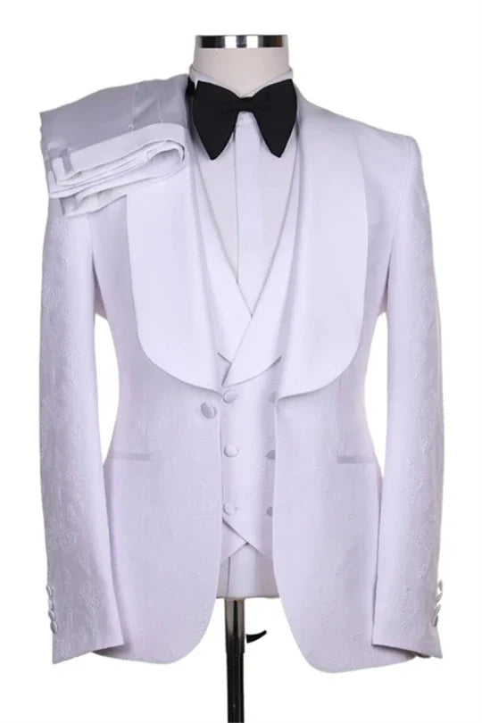 Suzhoufashion White Bespoke Shawl Lapel Wedding Men Suits