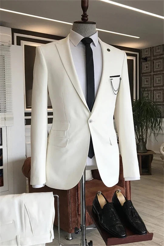 Suzhoufashion White One Button Best Fitted Prom Men Suits