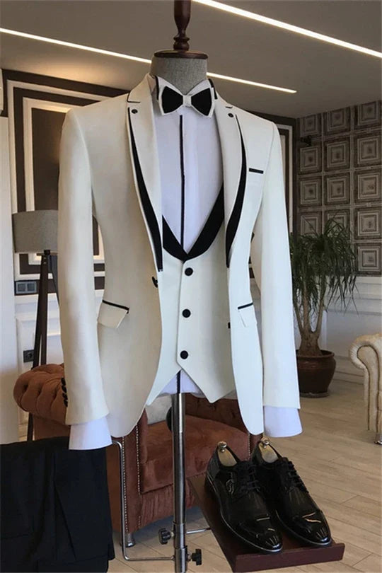 Suzhoufashion White Three Piees Best Fitted Prom Men Suits
