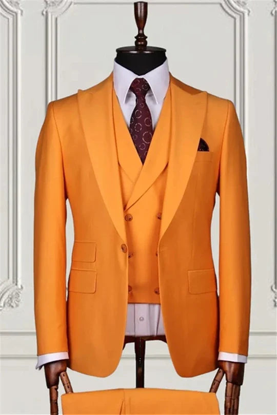Suzhoufashion Yellow Three Pieces Slim Fit Men Suits For Business