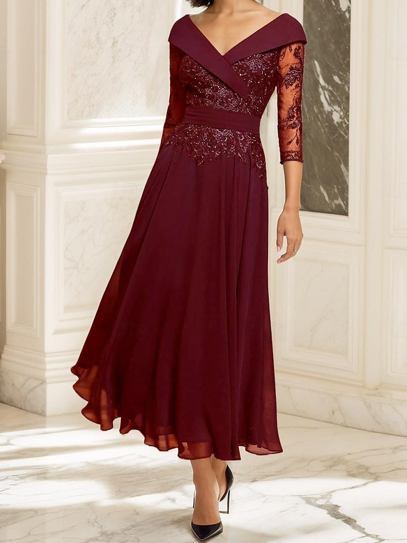 Sweetheart A Line Ankle Length Mother of the Bride Dress with Half Sleeves and Lace