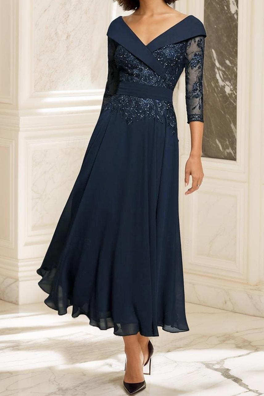 Sweetheart A Line Ankle Length Mother of the Bride Dress with Half Sleeves and Lace