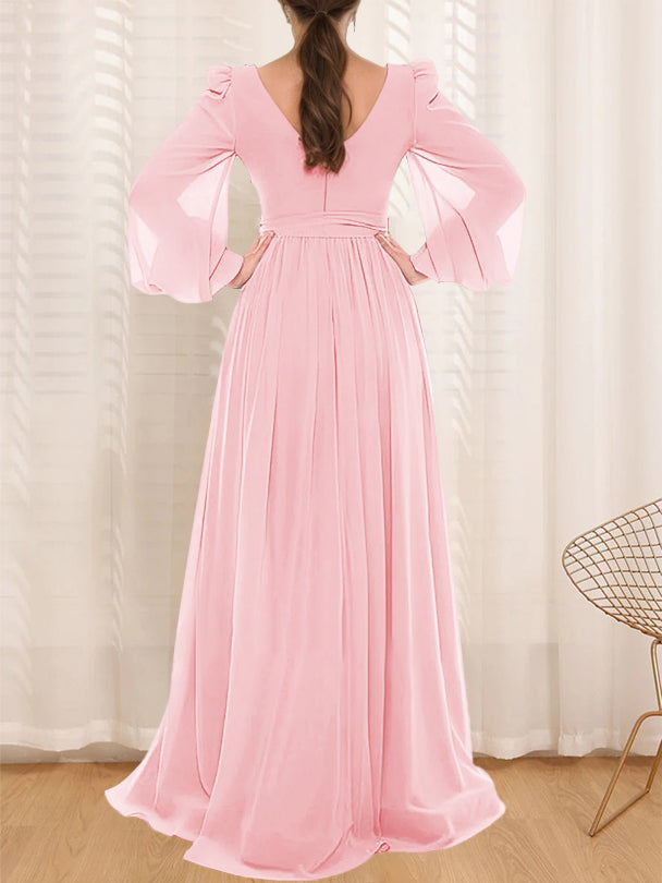 Sweetheart A Line Long Plus Size Mother of the Bride Dress with Lace and Pleated Long Sleeves