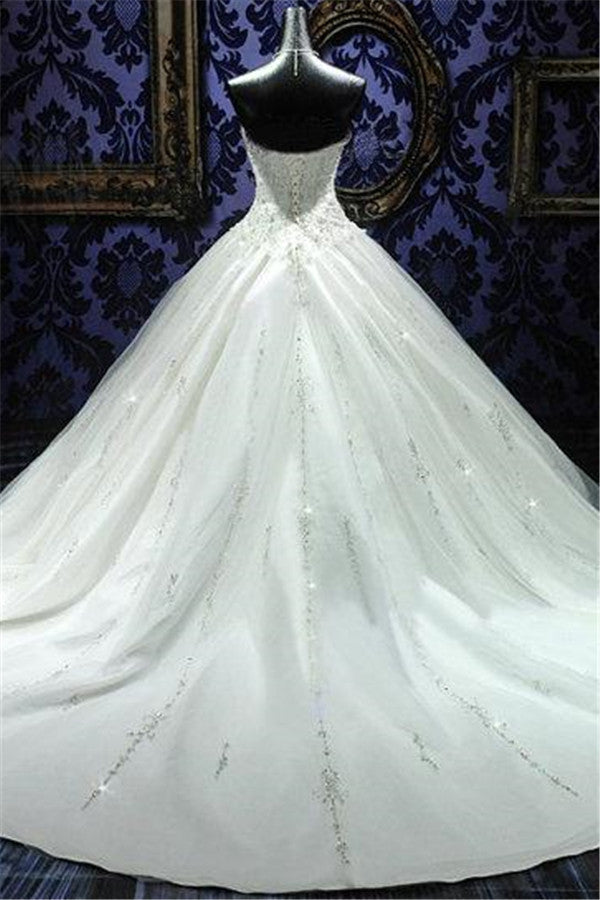 Sweetheart Beading Lace-Up Princess Dress Gorgeous Ball Gown  Wedding Gown