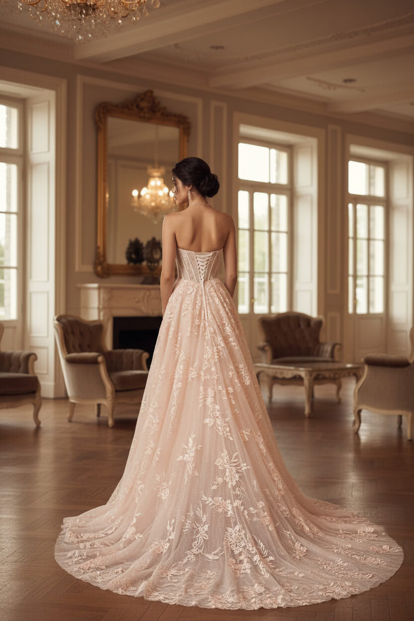 Sweetheart Corset Wedding Dress A Line Lace Appliqued Bridal Gown