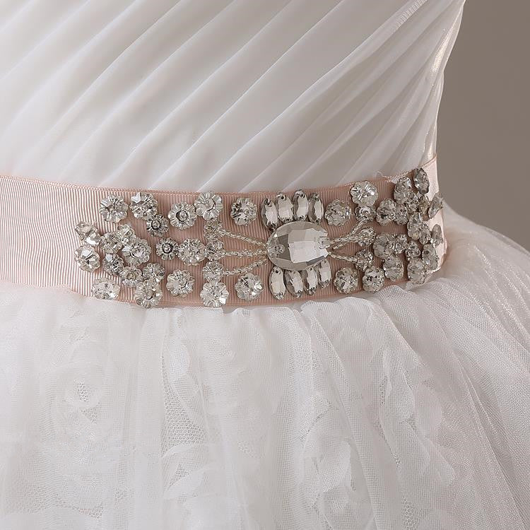 Sweetheart Lace Sash Wedding Dresses Lace-Up Bowknot Sleeveless  Bridal Gowns