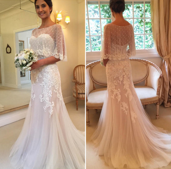 Sweetheart Mermaid Applique Tulle Sexy Sweep-Train Wedding Dresses