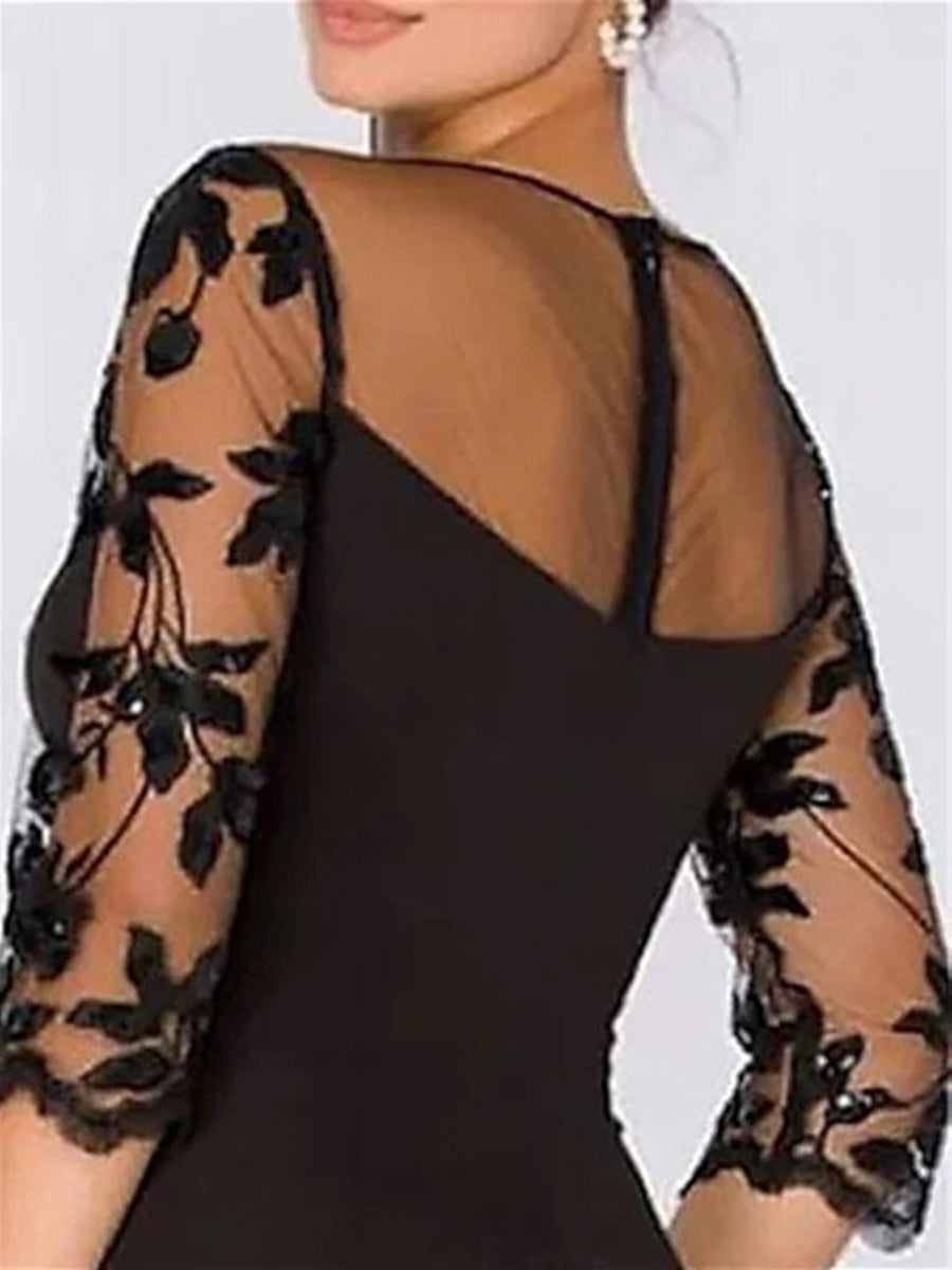 Sweetheart A Line Long Jumpsuit with 3/4 Sleeves and Applique for the Mother of the Bride