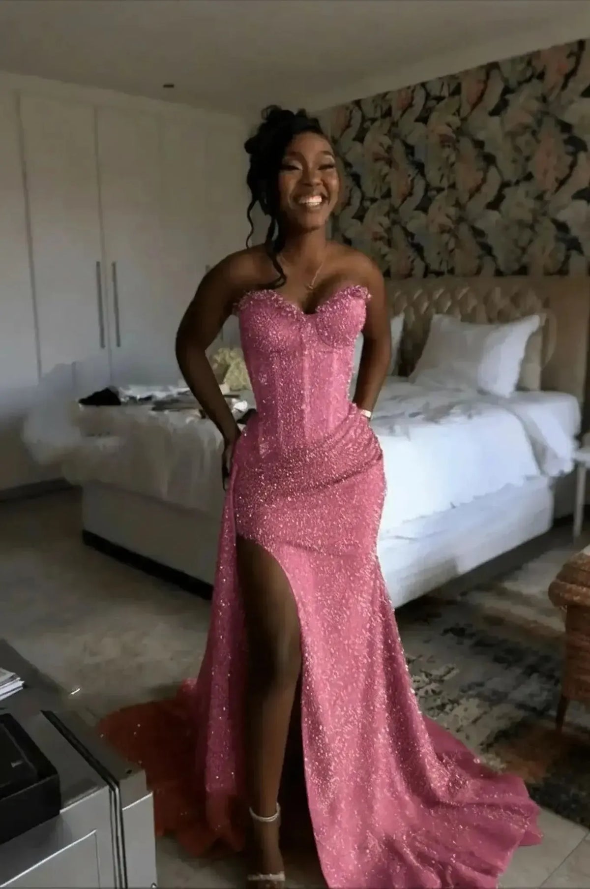 Sweetheart Sleeveless Long Mermaid Evening Formal Dress With Split Sequin