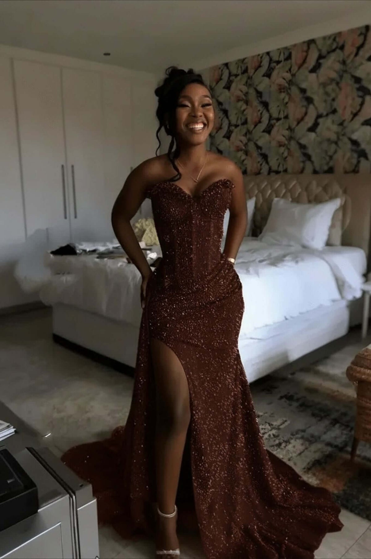 Sweetheart Sleeveless Long Mermaid Evening Formal Dress With Split Sequin
