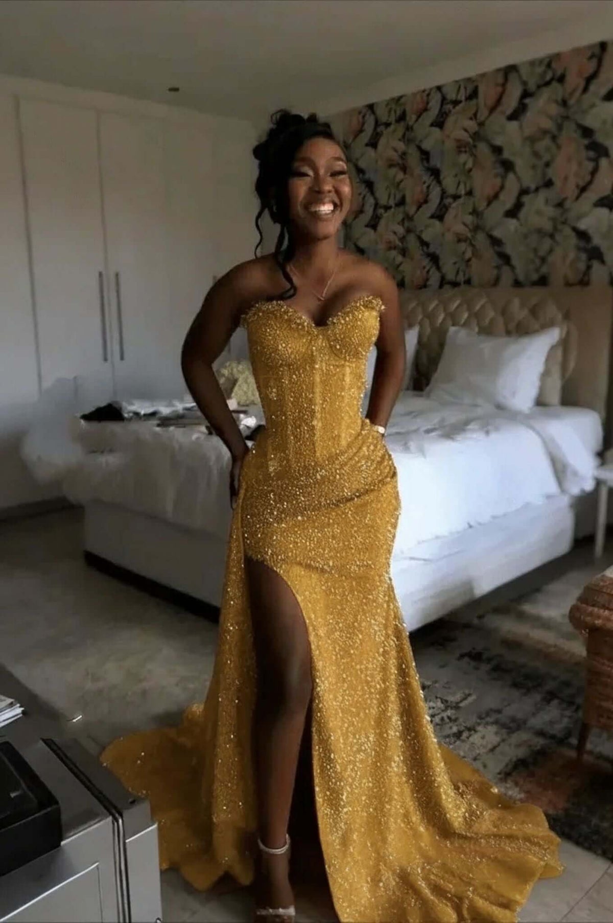 Sweetheart Sleeveless Long Mermaid Evening Formal Dress With Split Sequin