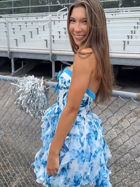 Suzhoufashion Sweetheart Strapless A-Line Short Floral Homecoming Dress