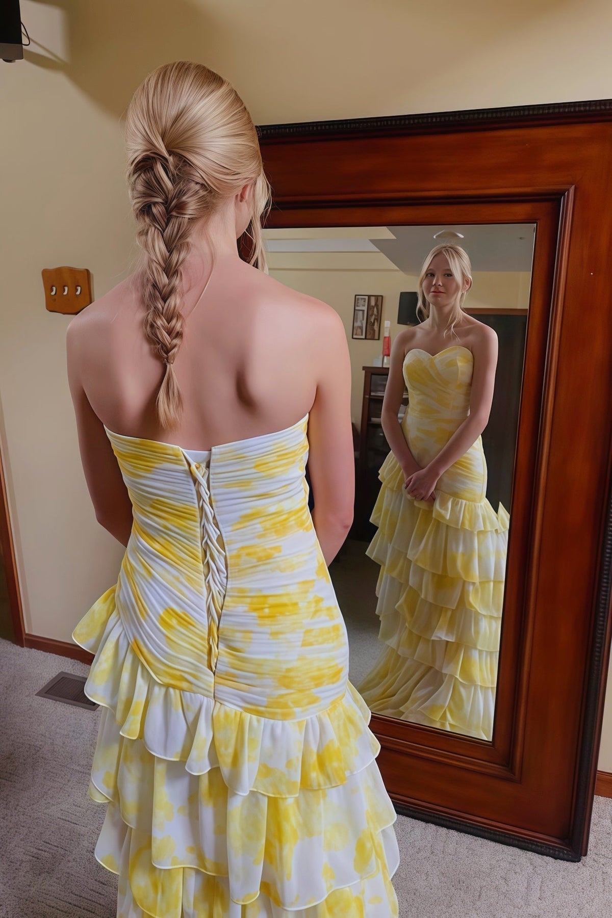 Sweetheart Floral Ruched Long Formal Dress