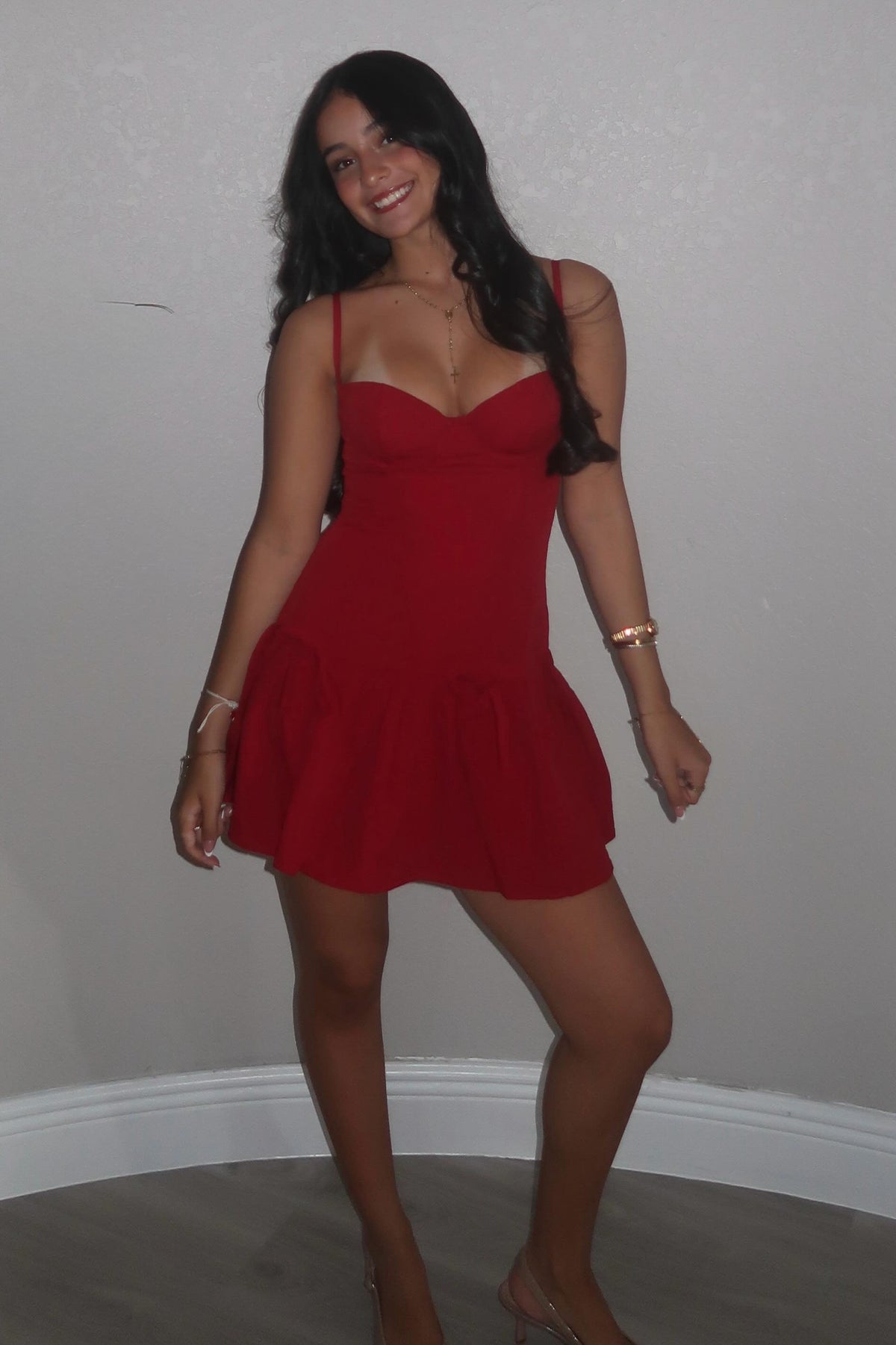 Sweety A Line Spaghetti Straps Red Short Homecoming Dress with Ruffles