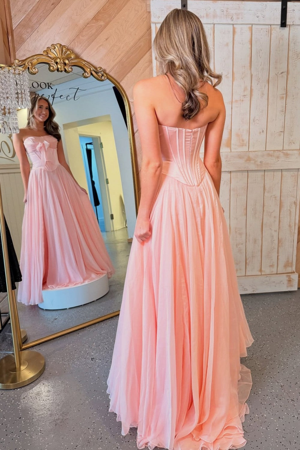 Pretty A Line Sweetheart Blue Corset Prom Dress with Bowknot - View 7 | VelvetHem