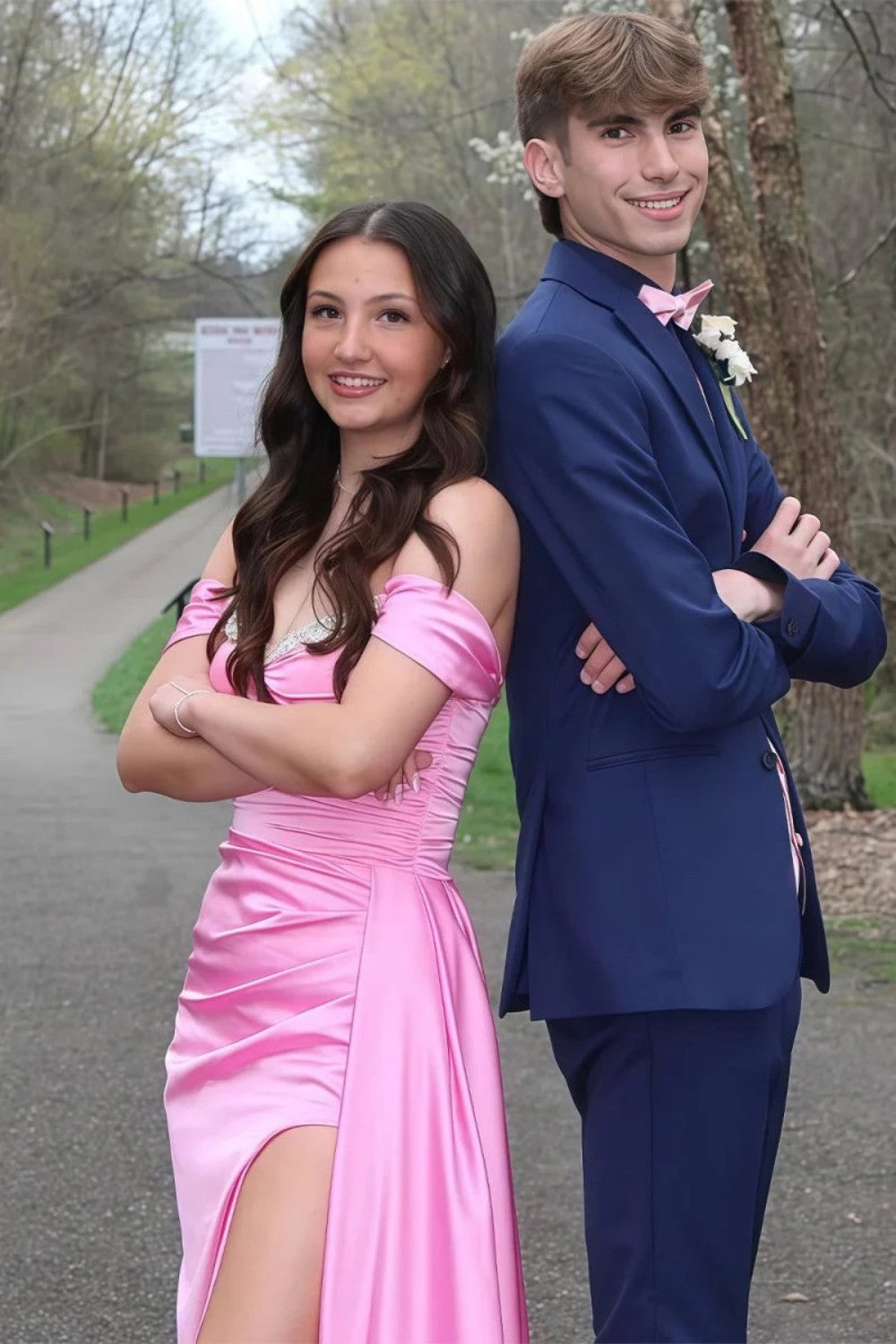 Sweety Mermaid Off the Shoulder Pink Long Prom Dress with Beading - View 3 | VelvetHem