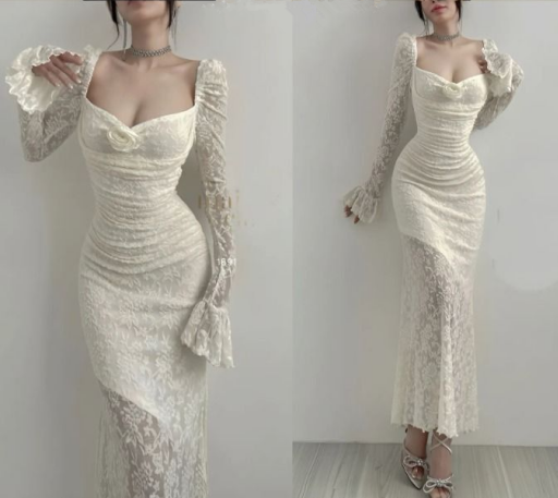 Charming Lace Mermaid Evening Dress Sexy Prom Dress - VelvetHem