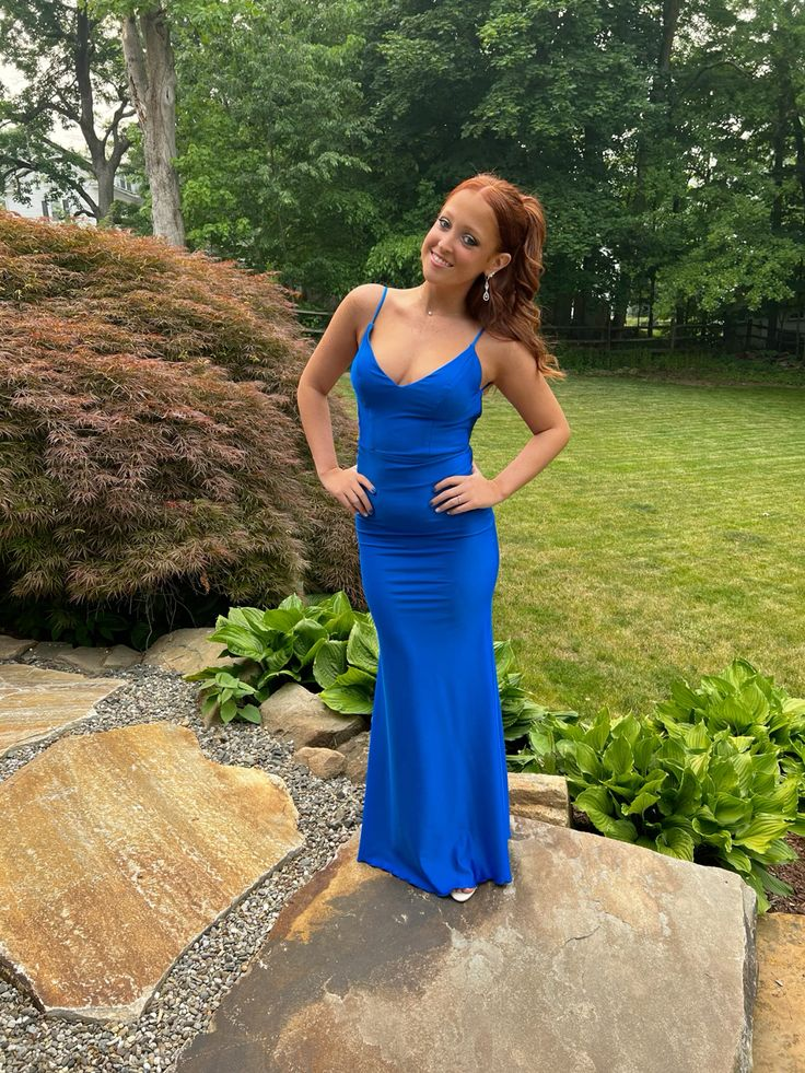 Elegant Royal Blue Mermaid Prom Dress,Backless Evening Dress - View 3 | VelvetHem