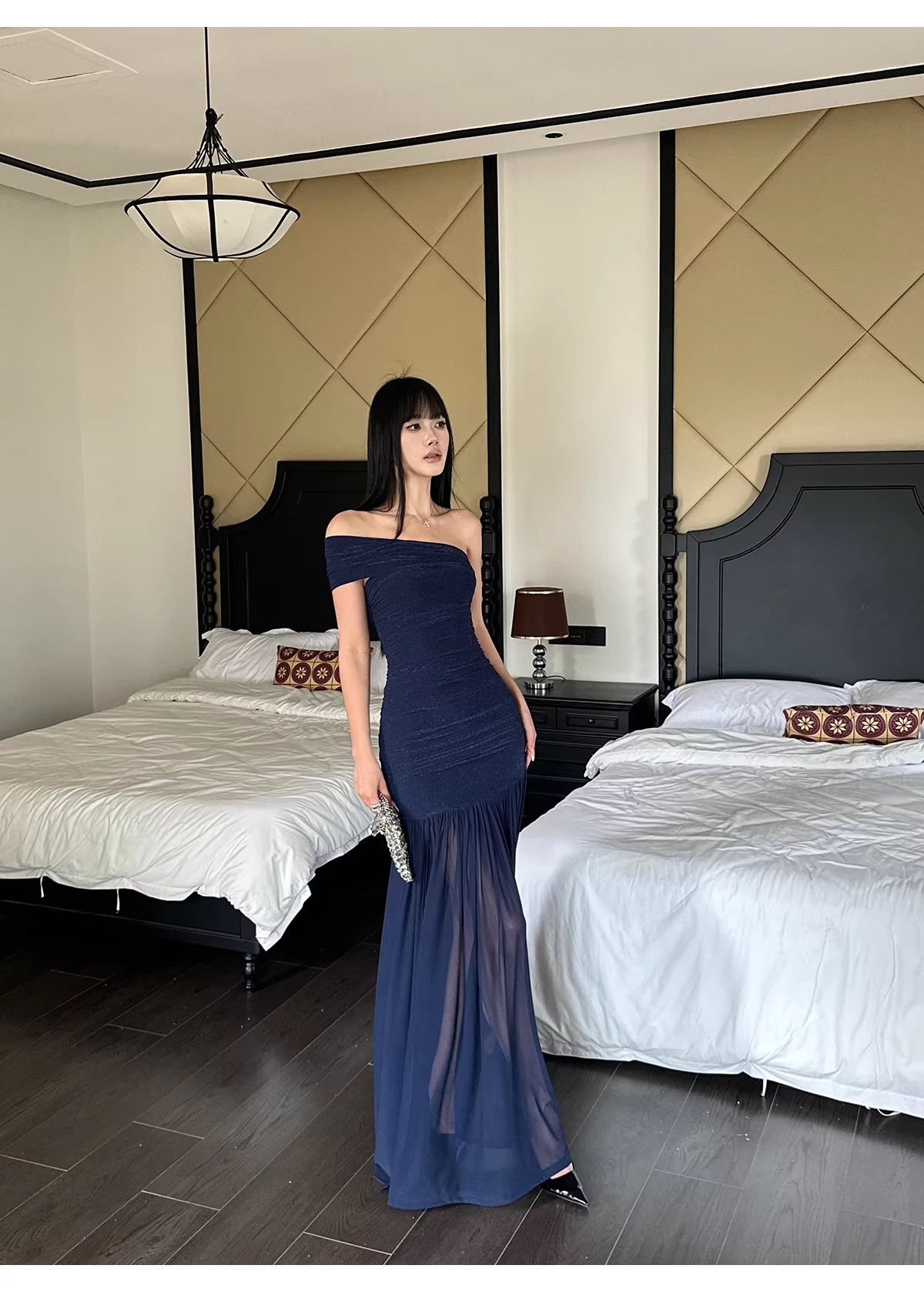 Sexy Halter V Neck White A Line Long Party Dress Formal Evening Gown - View 8 | VelvetHem