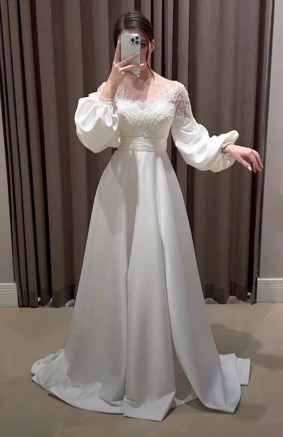 Charming White A-line Wedding Dress,White Bridal Dress Y5574 by simplepromdress