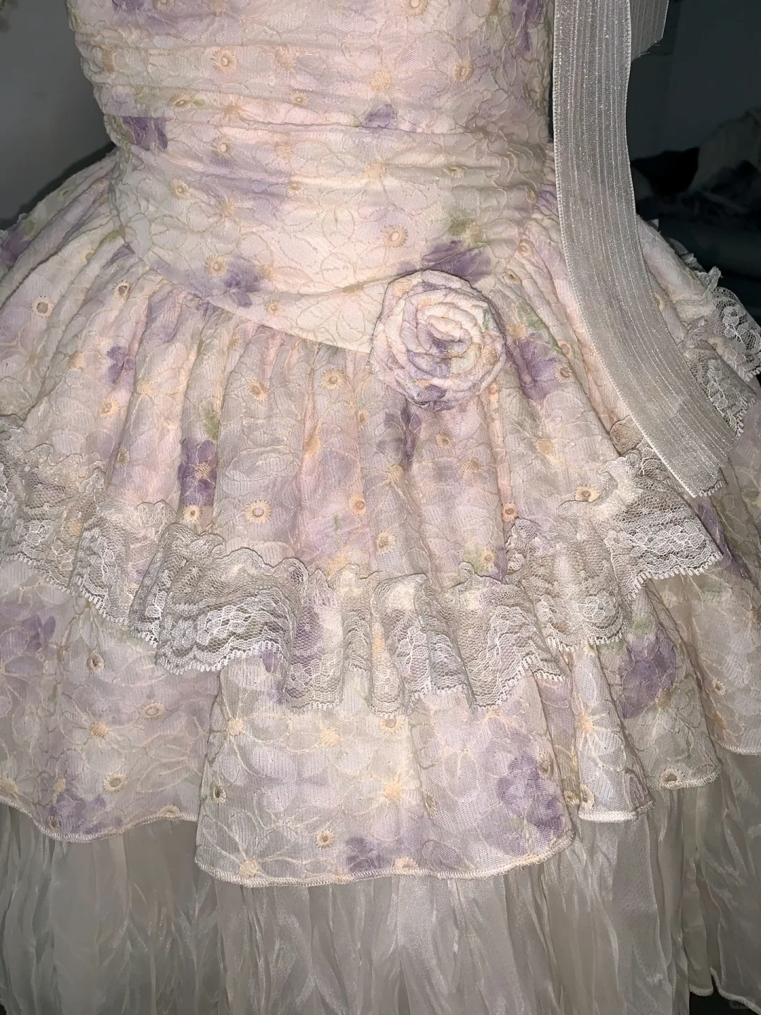 Classy Spaghetti Straps Lilac Print Floral A Line Princess Birthday Outfits Short Graduation Homecoming Dress