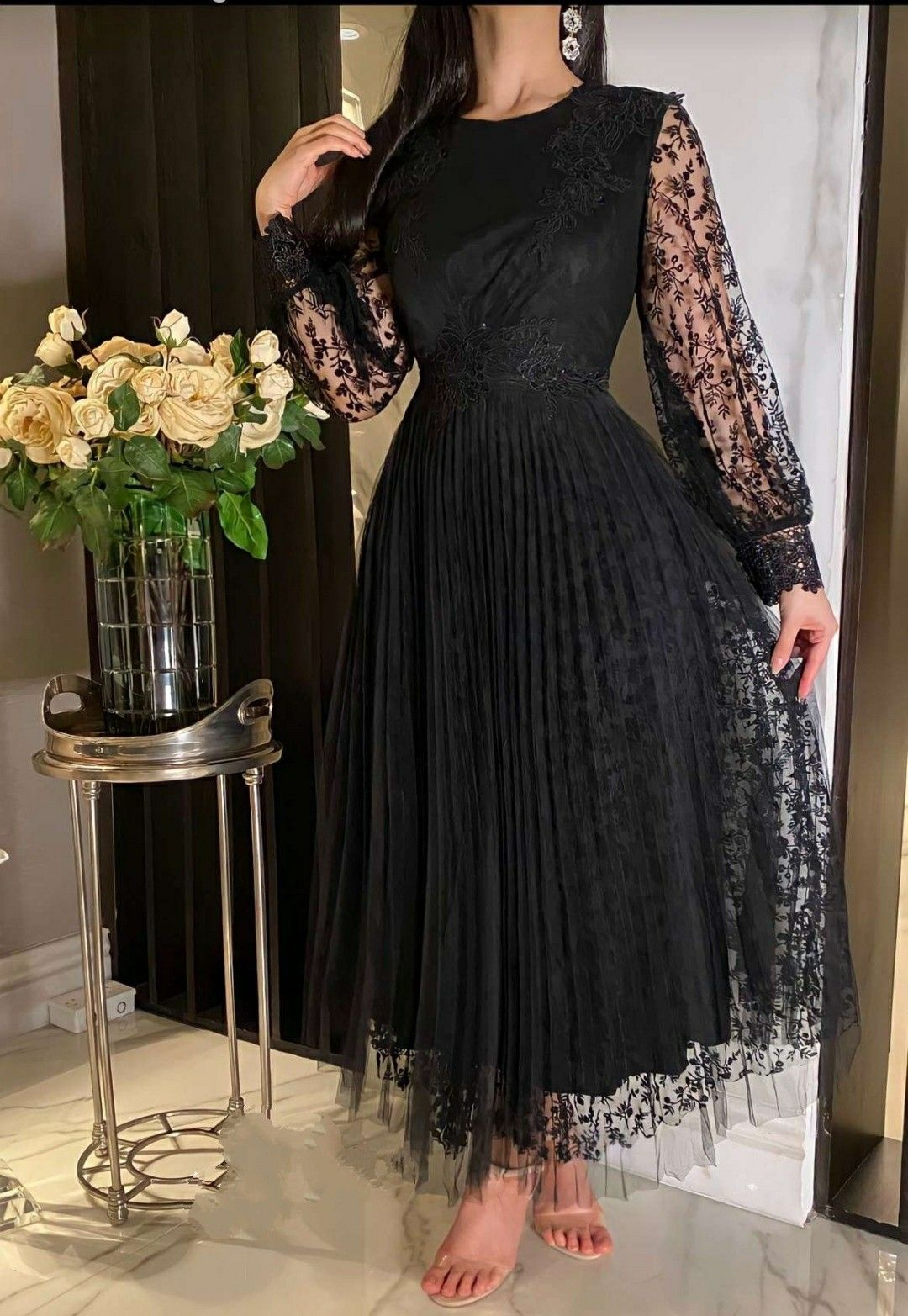 Elegant Black A-line Evening Dress Black Formal Dress Y5730