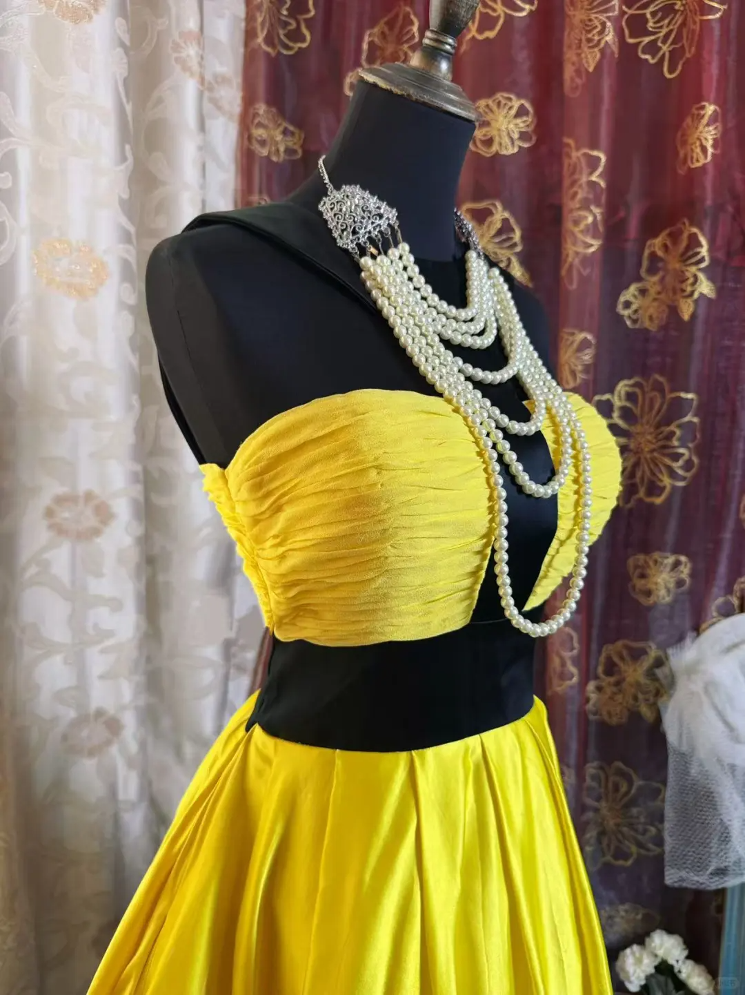 Fashion Yellow Black Splicing A Line Short Party Dress Formal Graduation Homecoming Dress - View 10 | VelvetHem