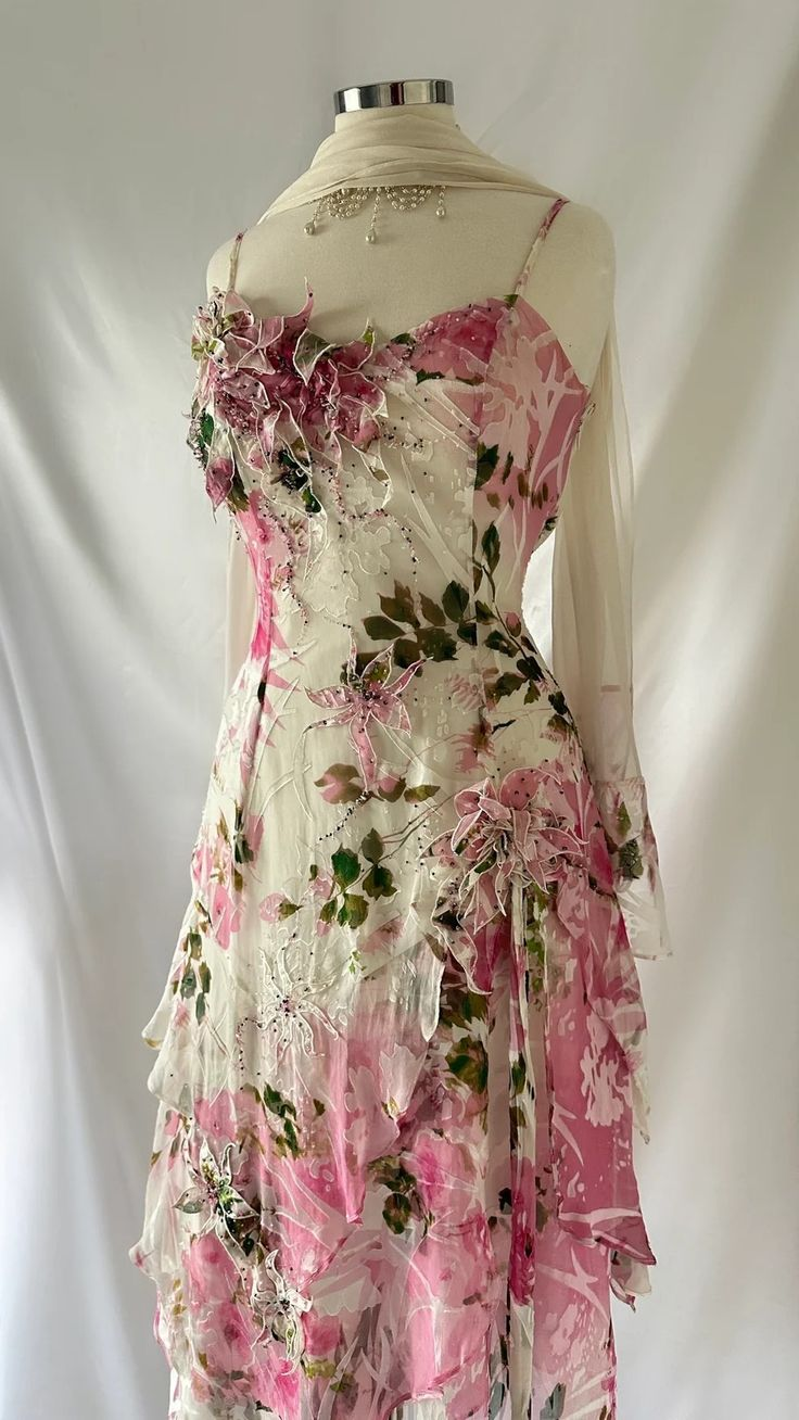 Beautiful Straps Chiffon Print Floral Evening Dress Formal Party Prom Dress - View 4 | VelvetHem