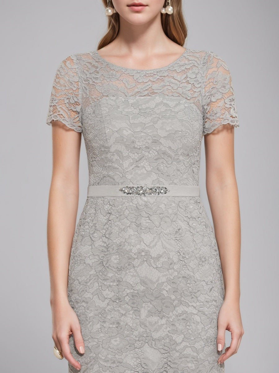 Tea Length Mother of the Bride Sheath Column Dress with Jacket & Crystals