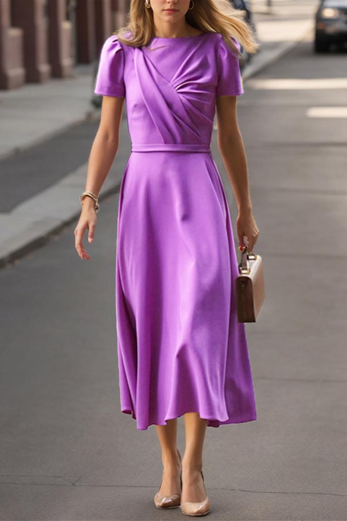 Tea Length Ruffled A Line Dress for the Mother of the Bride