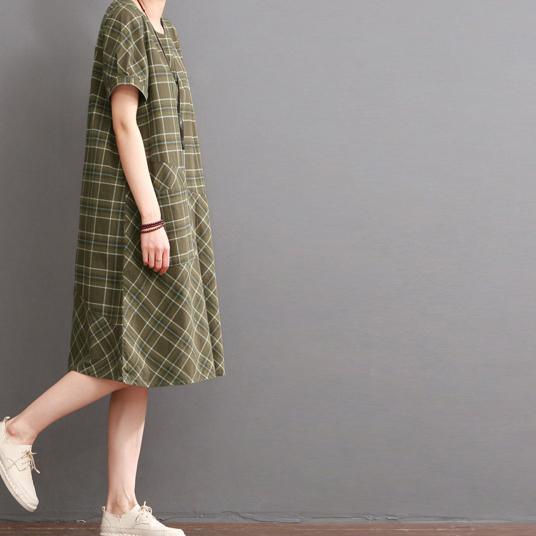 Tea green cotton dresses summer causal dress plus size sundresses
