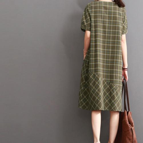 Tea green cotton dresses summer causal dress plus size sundresses