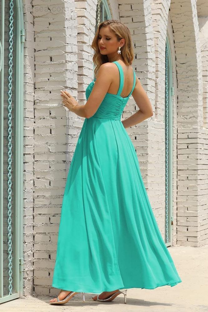 ZapDress Women Halter Chiffon Bridesmaid Dress A-line Long Formal Prom Gown (ZD17050)